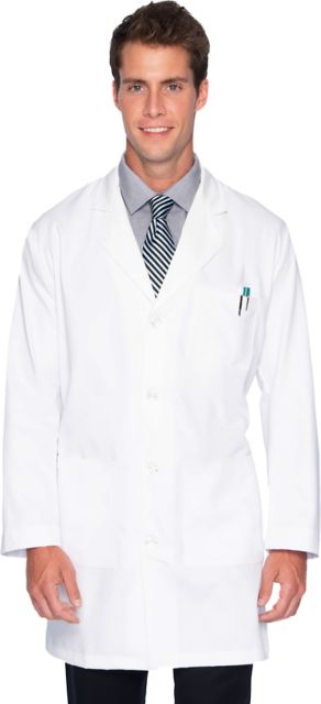 Men's 5-Pocket Full Length Lab Coat White Size 36